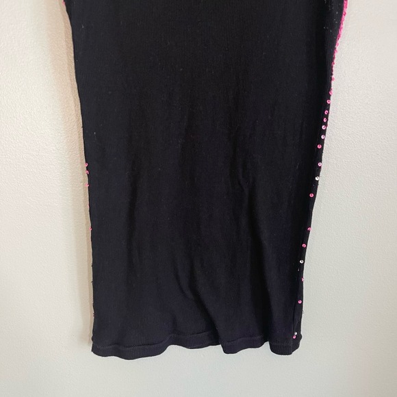 GLISH Womens Pink Black Sequins Embellished Cotton Rib Knit Tank Top Medium - Picture 3 of 7